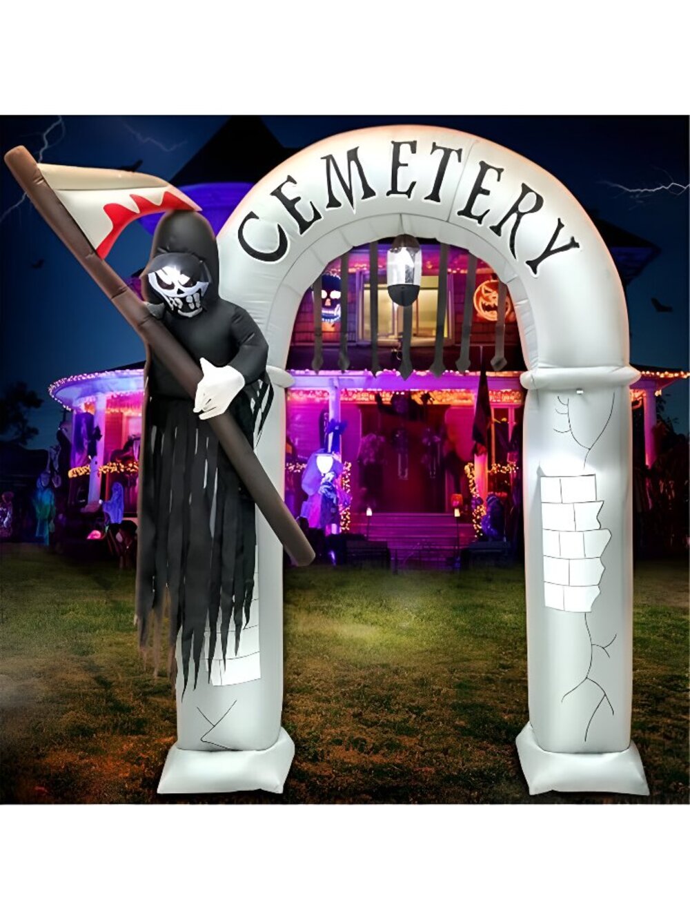 8FT Halloween Inflatables Archway Decoration with Led Light Spooky Scary